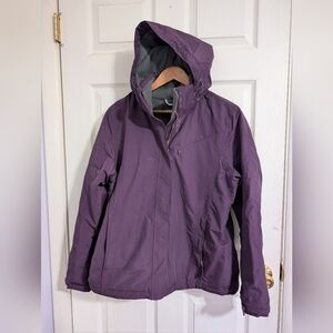 Lands End Womens Jacket Squall Parka Purple Fleece Lined Hooded Large